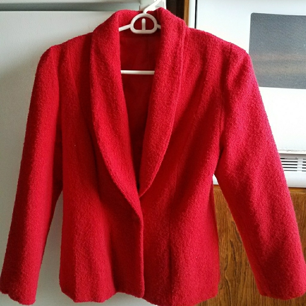 Red fuzzy suit jacket